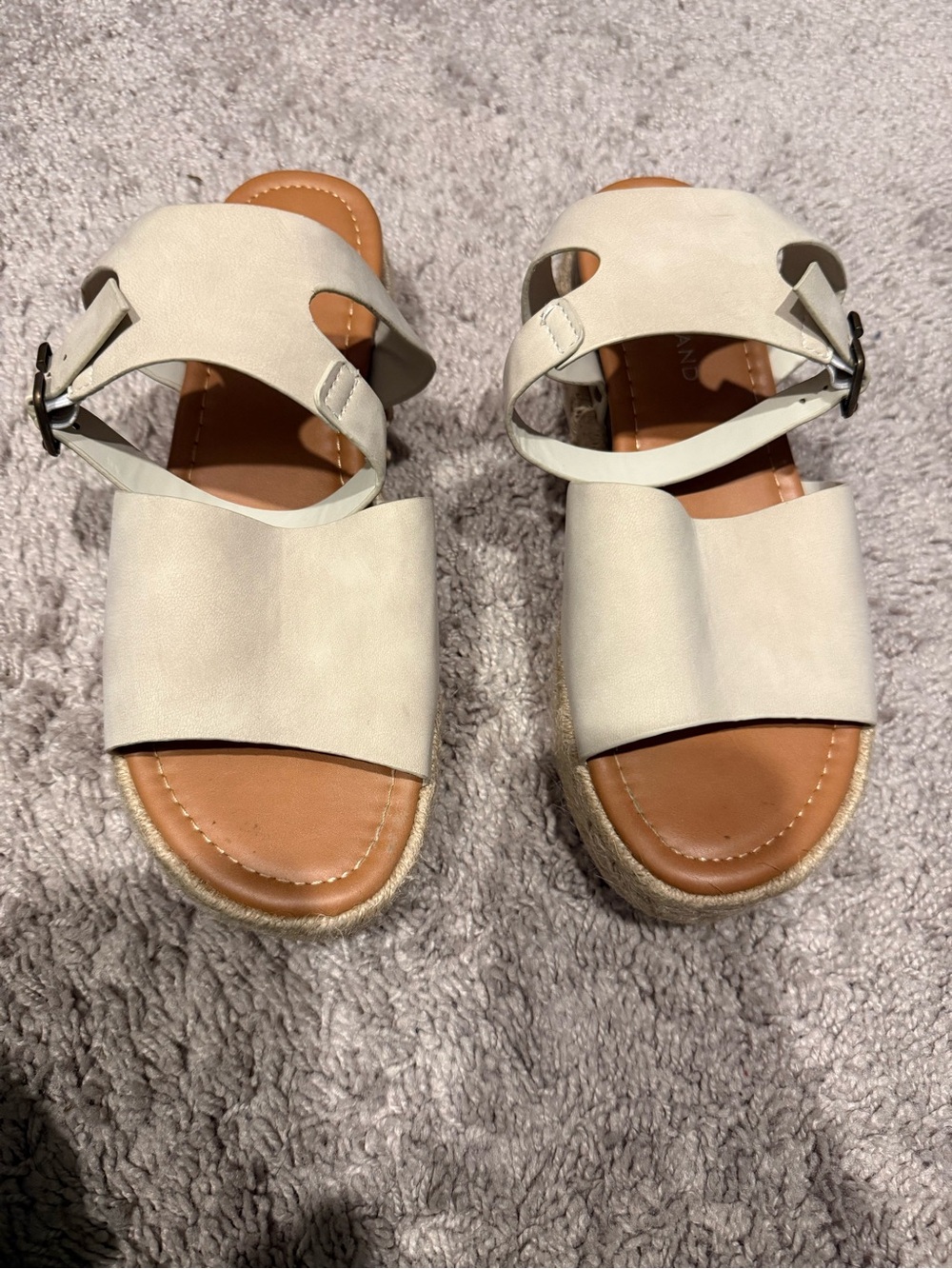 Women’s Beige Open Toe Ankle Strap Platform Wedge Sandals by Shoe Land